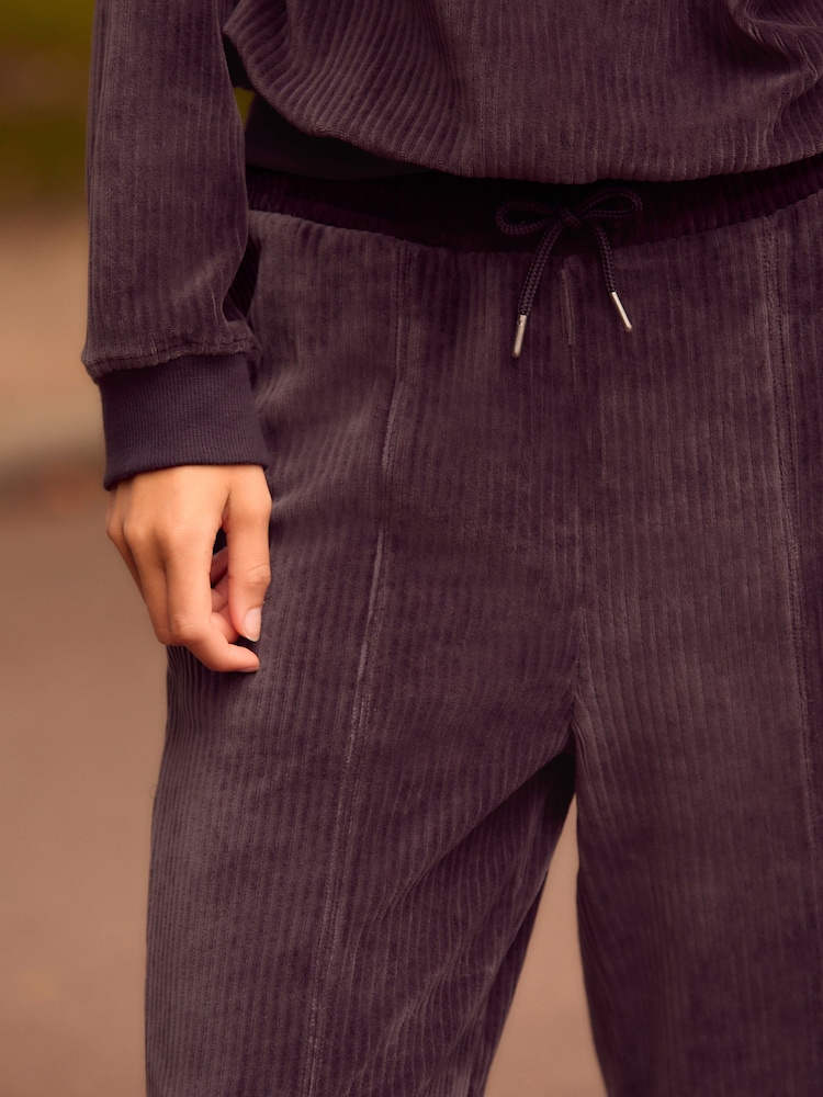 Schiefergrau - Velvet Soft Touch Jersey Wide Leg Co-Ord Jogger Trousers - Image 4 of 6