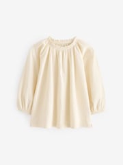 Cream Long Sleeve Gathered Neck Blouse (3mths-7yrs) - Image 1 of 3