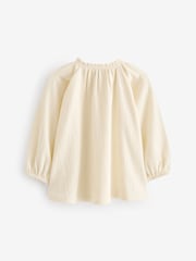 Cream Long Sleeve Gathered Neck Blouse (3mths-7yrs) - Image 2 of 3