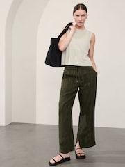 Athleta Green 100% Linen Retreat Wide Leg Trousers - Image 1 of 3