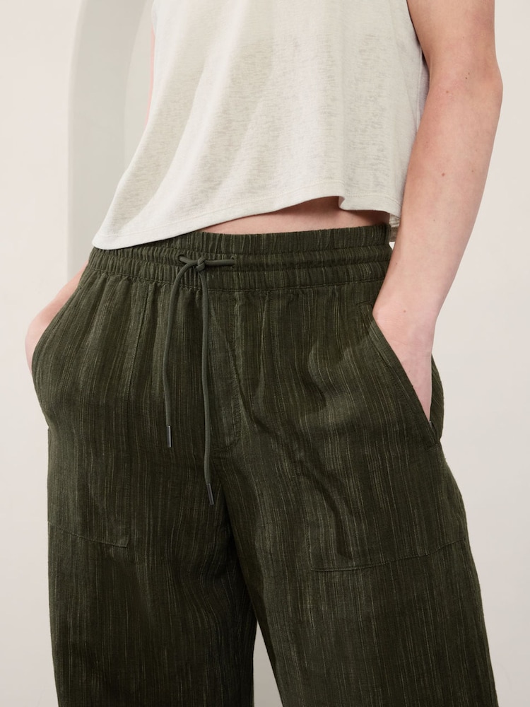 Athleta Green 100% Linen Retreat Wide Leg Trousers - Image 2 of 3