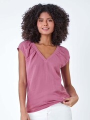 Dusk Pleat Detail 100% Cotton Top - صورة 4 من 5