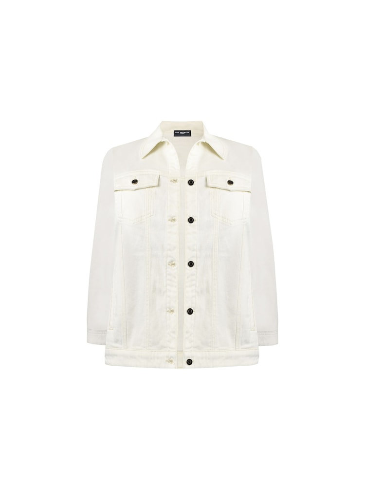 Live Unlimited Cream Curve Denim Jacket - Image 6 of 6