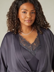 Live Unlimited Grey Curve Satin Tie Front Cover-Up - Image 4 of 7