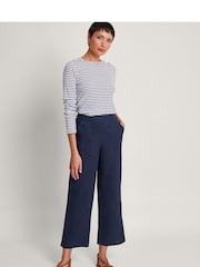 Monsoon Blue Parker 100% Linen Crop Trousers - Image 1 of 4