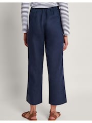 Monsoon Blue Parker 100% Linen Crop Trousers - Image 3 of 4