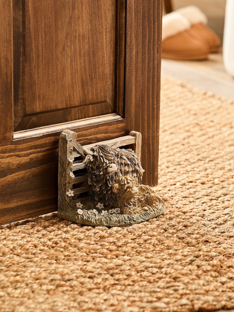 Natural Hamish The Highland Cow Scenic Doorstop - Image 1 of 5