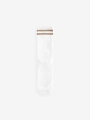 White/Neutral Stripe Cushion Sole Ribbed Sport Ankle Socks 3 Pack With Arch Support - Image 3 of 4