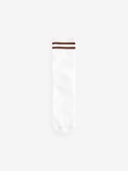 White/Neutral Stripe Cushion Sole Ribbed Sport Ankle Socks 3 Pack With Arch Support - Image 4 of 4