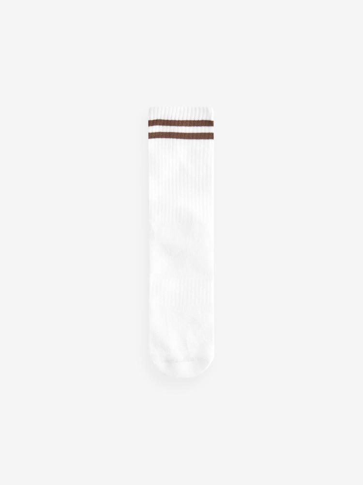 White/Neutral Stripe Cushion Sole Ribbed Sport Ankle Socks 3 Pack With Arch Support - Image 4 of 4