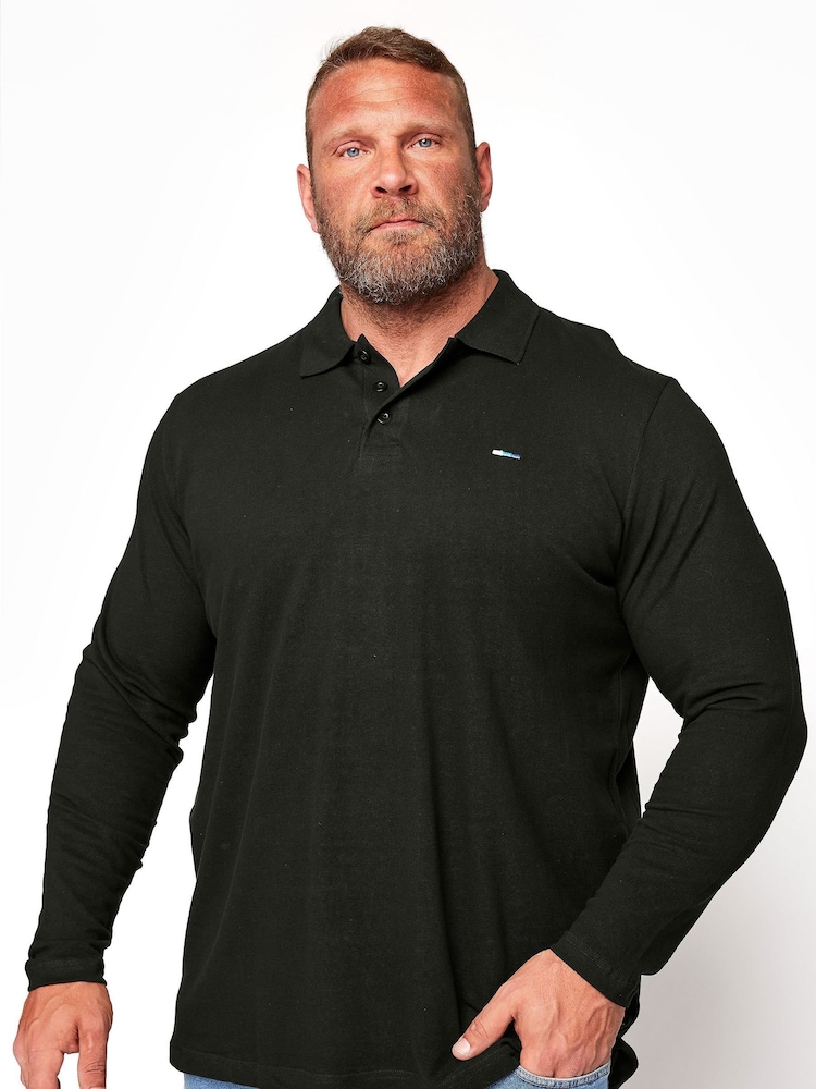 أسود - BadRhino Big & Tall Essential 100% Cotton Long Sleeve Polo Shirt - صورة 1 من 3 أسود - BadRhino Big & Tall Essential 100% Cotton Long Sleeve Polo Shirt - صورة 1 من 3