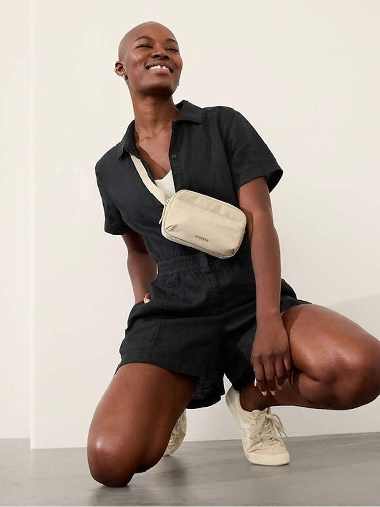 Athleta Black Linen Playsuit - Image 1 of 2