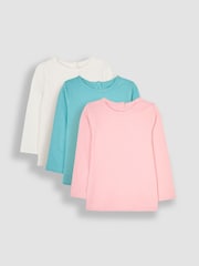 JoJo Maman Bébé Duck Egg 3-Pack Pretty Round Neck Tops - Image 1 of 7
