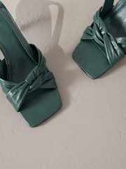 Green Premium Leather Side Twist Square Toe Sandals - Image 6 of 6