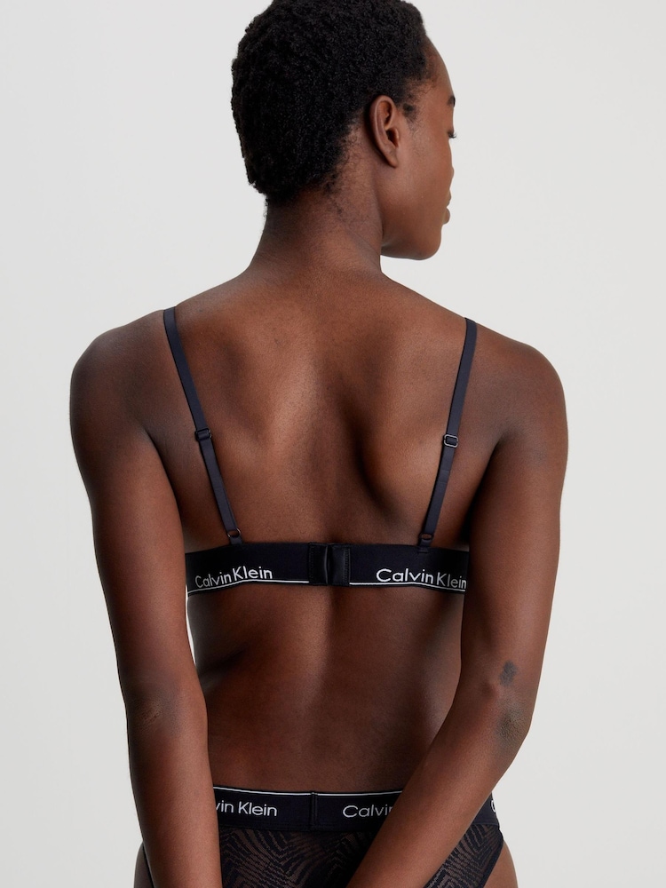 Черный - Calvin Klein Plain Slogan Triangle 100% Cotton Bra - Изображение 2 из 3