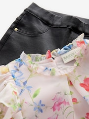 Baker by Ted Baker Pink 2 Piece Floral Blouse and PU Leggings Set - Image 11 of 15
