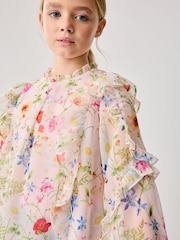 Baker by Ted Baker Pink 2 Piece Floral Blouse and PU Leggings Set - Image 6 of 15