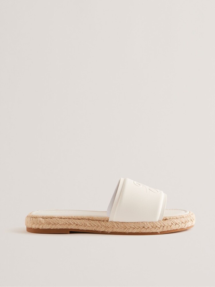 Ted Baker White Portiya Flat Espadrilles Sandals With Signature Logo - Image 1 of 5