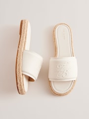 Ted Baker White Portiya Flat Espadrilles Sandals With Signature Logo - Image 2 of 5