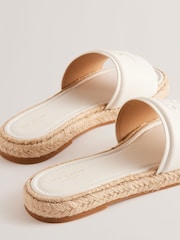 Ted Baker White Portiya Flat Espadrilles Sandals With Signature Logo - Image 3 of 5