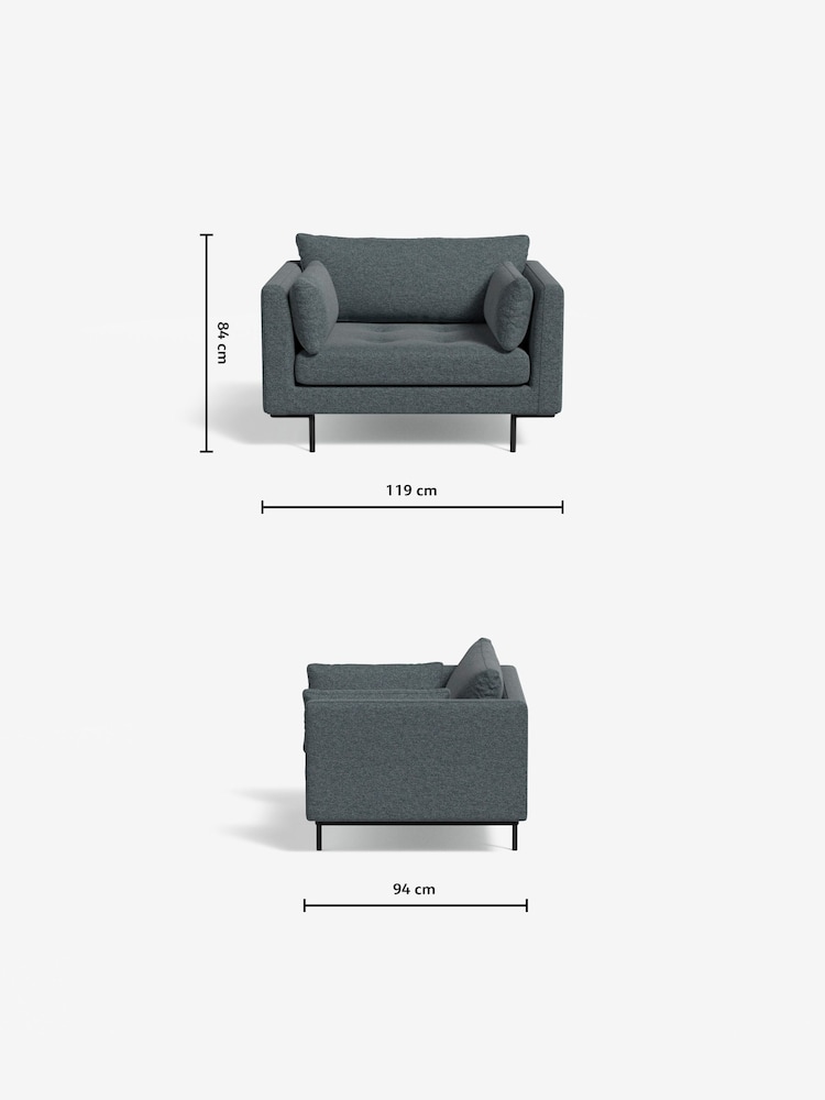 MADE.COM Basket Weave Teal Green Harlow Loveseat - Image 3 of 3