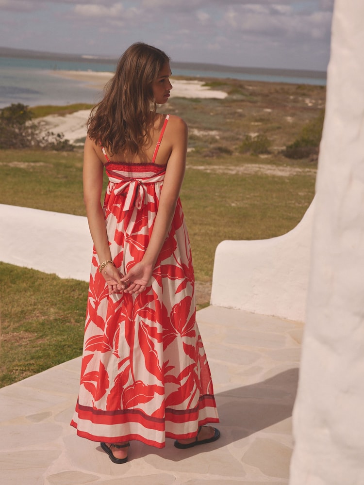 Red/White Bandeau Maxi Summer Dress - Image 3 of 5
