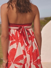 Red/White Bandeau Maxi Summer Dress - Image 4 of 5