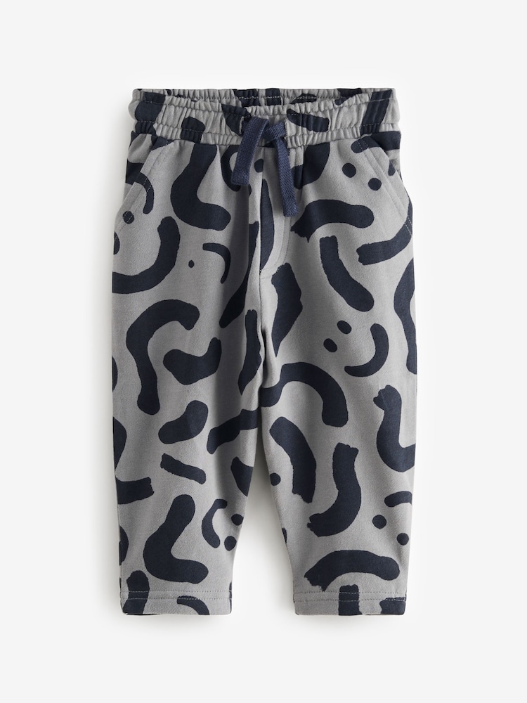 Charcoal Grey And Brown 100% Cotton Patterned Jersey Joggers 3 Pack (3mths-7yrs) - Image 2 of 7