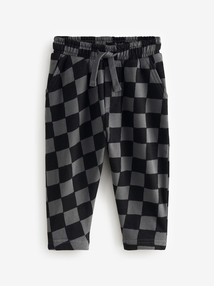 Charcoal Grey And Brown 100% Cotton Patterned Jersey Joggers 3 Pack (3mths-7yrs) - Image 4 of 7