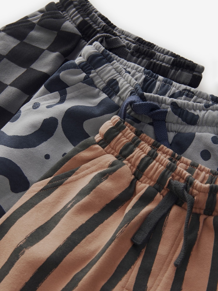 Charcoal Grey And Brown 100% Cotton Patterned Jersey Joggers 3 Pack (3mths-7yrs) - Image 6 of 7