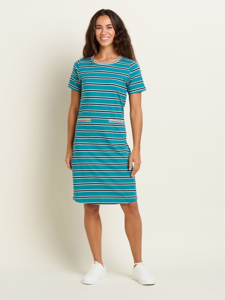 Brakeburn Blue 100% Cotton Bridport Stripe Dress - Image 5 of 5