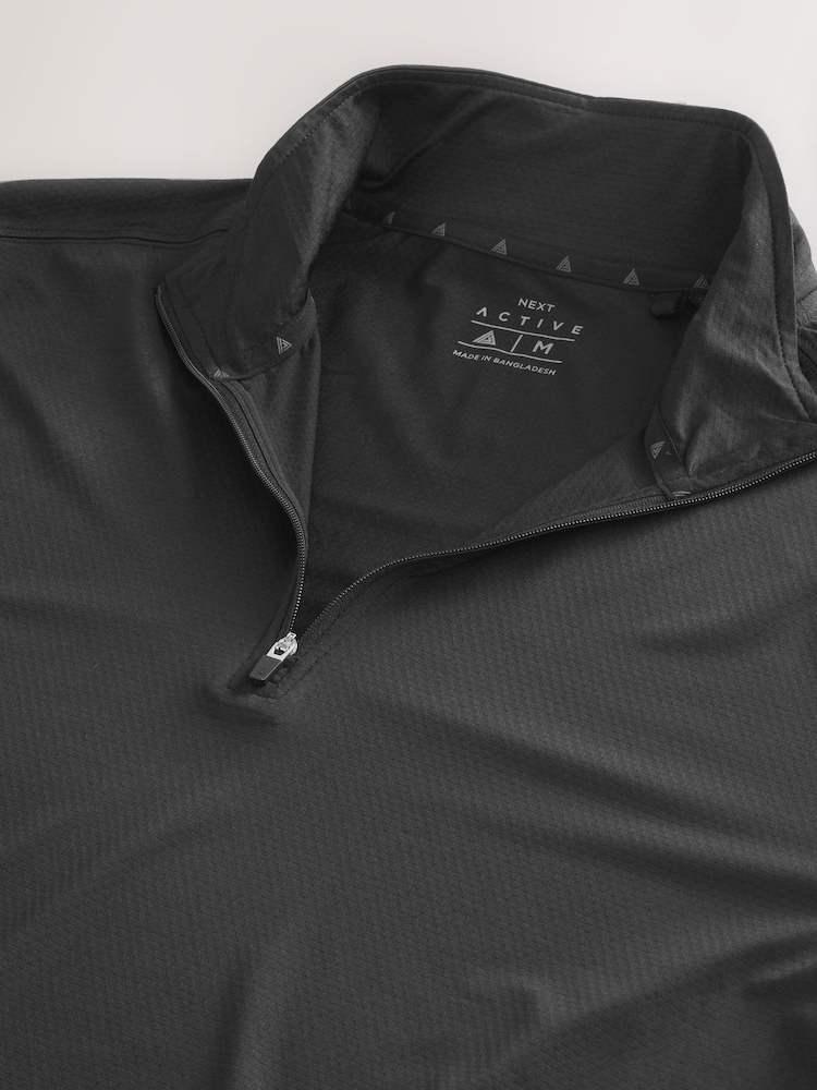 Black Active Training Textured Zip Neck Sweatshirt - Image 10 of 10