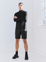 Black Active Training Textured Zip Neck Sweatshirt - Image 2 of 10