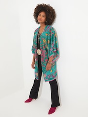 Joe Browns Green Placement Print Flared Sleeve Kimono - Image 2 of 5