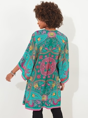 Joe Browns Green Placement Print Flared Sleeve Kimono - Image 3 of 5