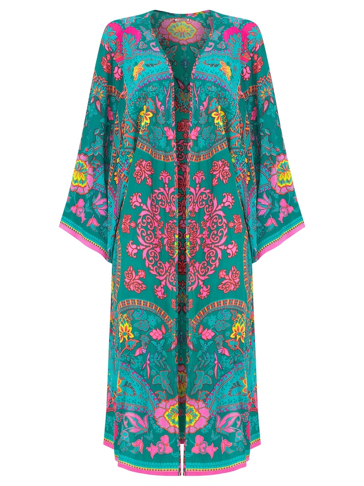 Joe Browns Green Placement Print Flared Sleeve Kimono - Image 5 of 5