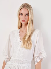 Apricot White Crochet Detail Tiered Maxi Dress - Image 2 of 5