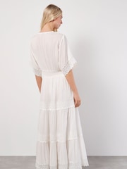 Apricot White Crochet Detail Tiered Maxi Dress - Image 3 of 5