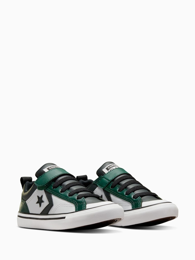 Converse Green Junior Pro Blaze Strap Leather Trainers - Image 2 of 4 Converse Green Junior Pro Blaze Strap Leather Trainers - Image 2 of 4