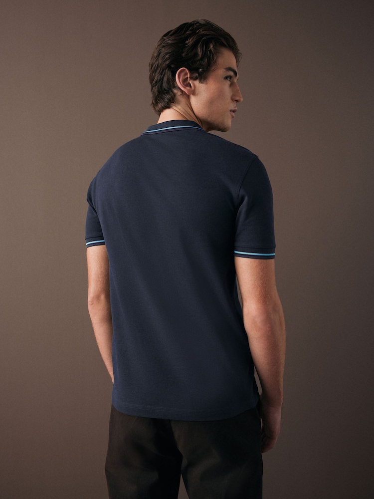 Fred Perry Mens Twin Tipped 100% Cotton Polo Shirt - Image 2 of 7 Fred Perry Mens Twin Tipped 100% Cotton Polo Shirt - Image 2 of 7