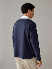 Navy/Stone/Burgundy Long Sleeve Rugby 100% Cotton Shirts 3 Pack - Image 4 of 12