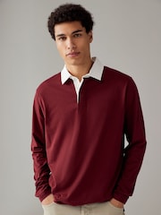Navy/Stone/Burgundy Long Sleeve Rugby 100% Cotton Shirts 3 Pack - Image 7 of 12