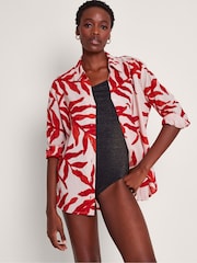Monsoon Red Priya Palm Print Shirt - Image 2 of 5