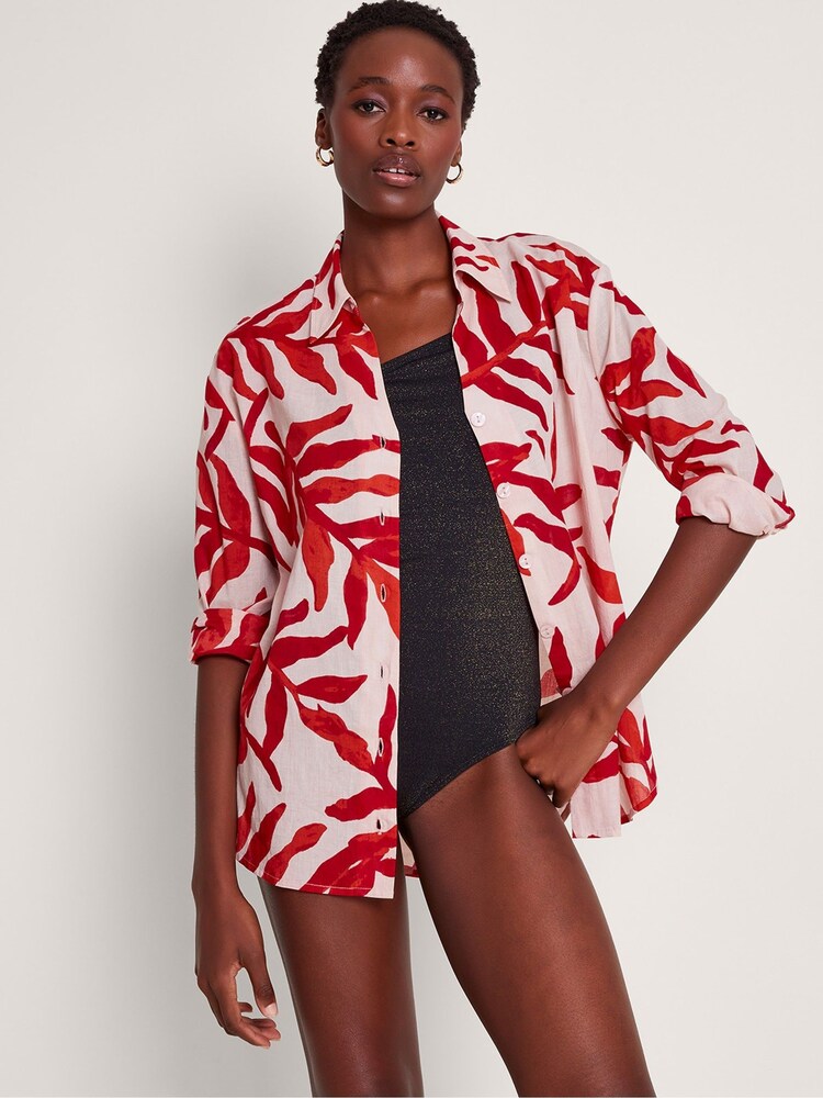 Monsoon Red Priya Palm Print Shirt - Image 2 of 5