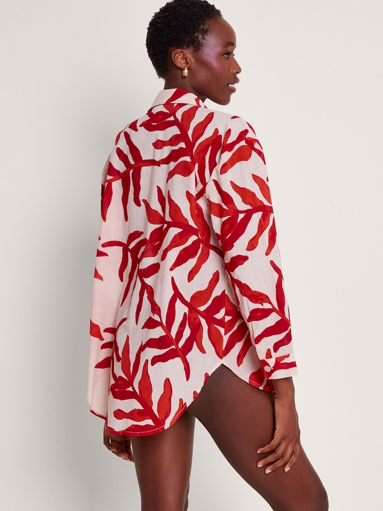 Monsoon Red Priya Palm Print Shirt - Image 3 of 5