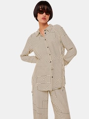 Whistles White Angled Stripe Tie Detail Shirt - Image 1 of 5