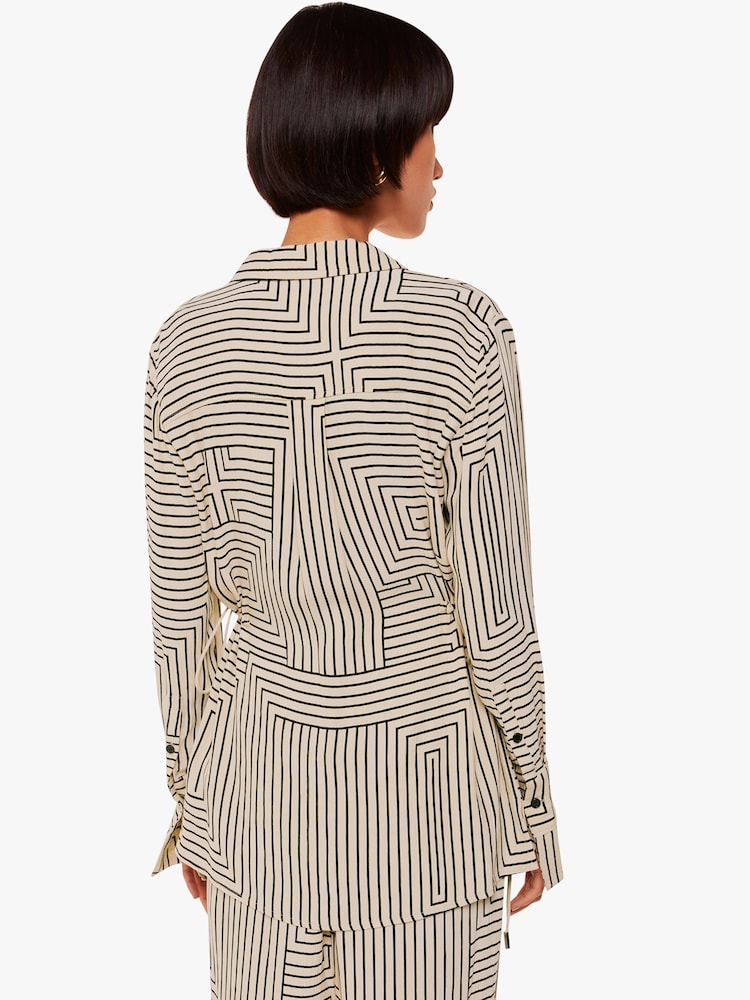 Whistles White Angled Stripe Tie Detail Shirt - Image 2 of 5