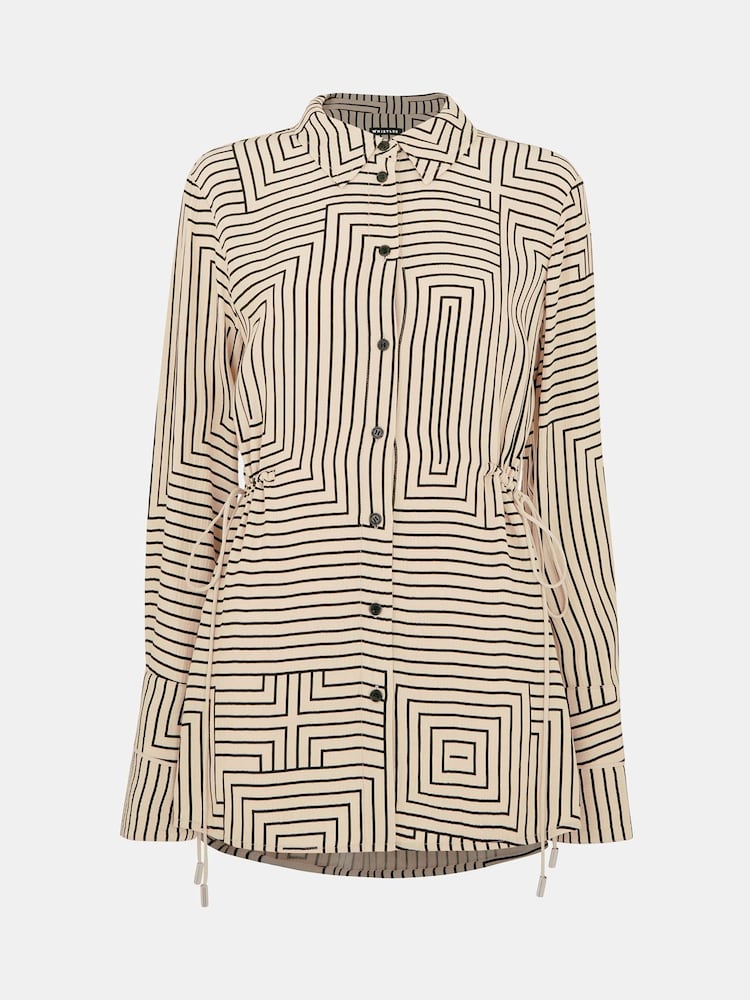 Whistles White Angled Stripe Tie Detail Shirt - Image 5 of 5