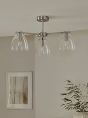 Brushed Chrome Derwent 3 Light Flush Ceiling Light Fitting - Image 2 of 5