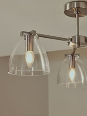 Brushed Chrome Derwent 3 Light Flush Ceiling Light Fitting - Image 3 of 5